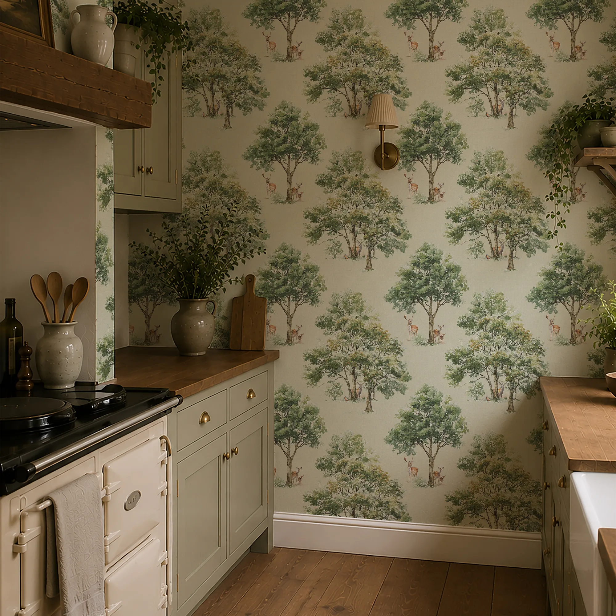 Royal Parkland Wallpaper in Sage