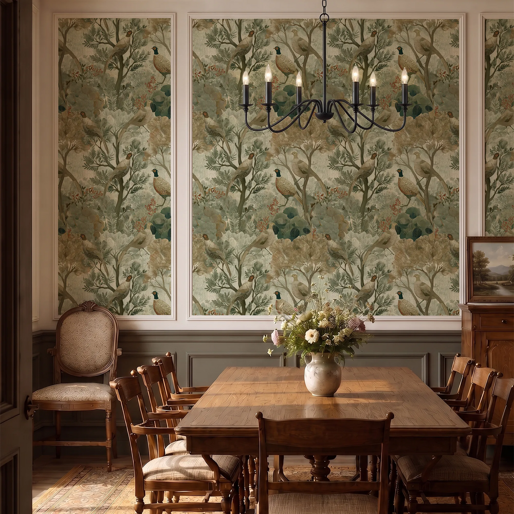 The Laird's Game Wallpaper in Rustic Greens