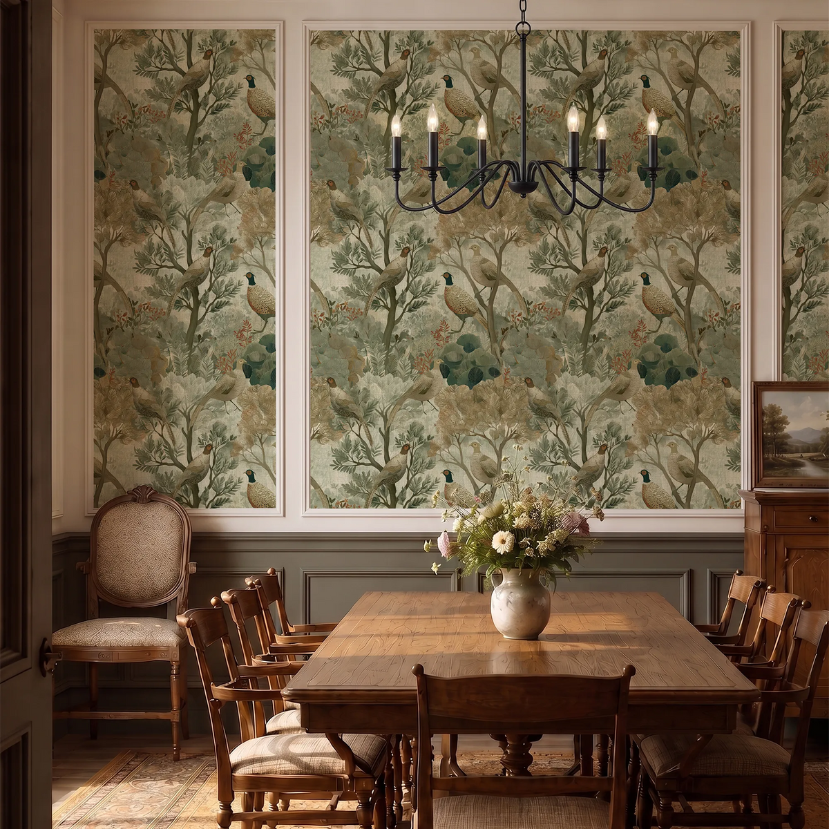 The Laird's Game Wallpaper in Rustic Greens
