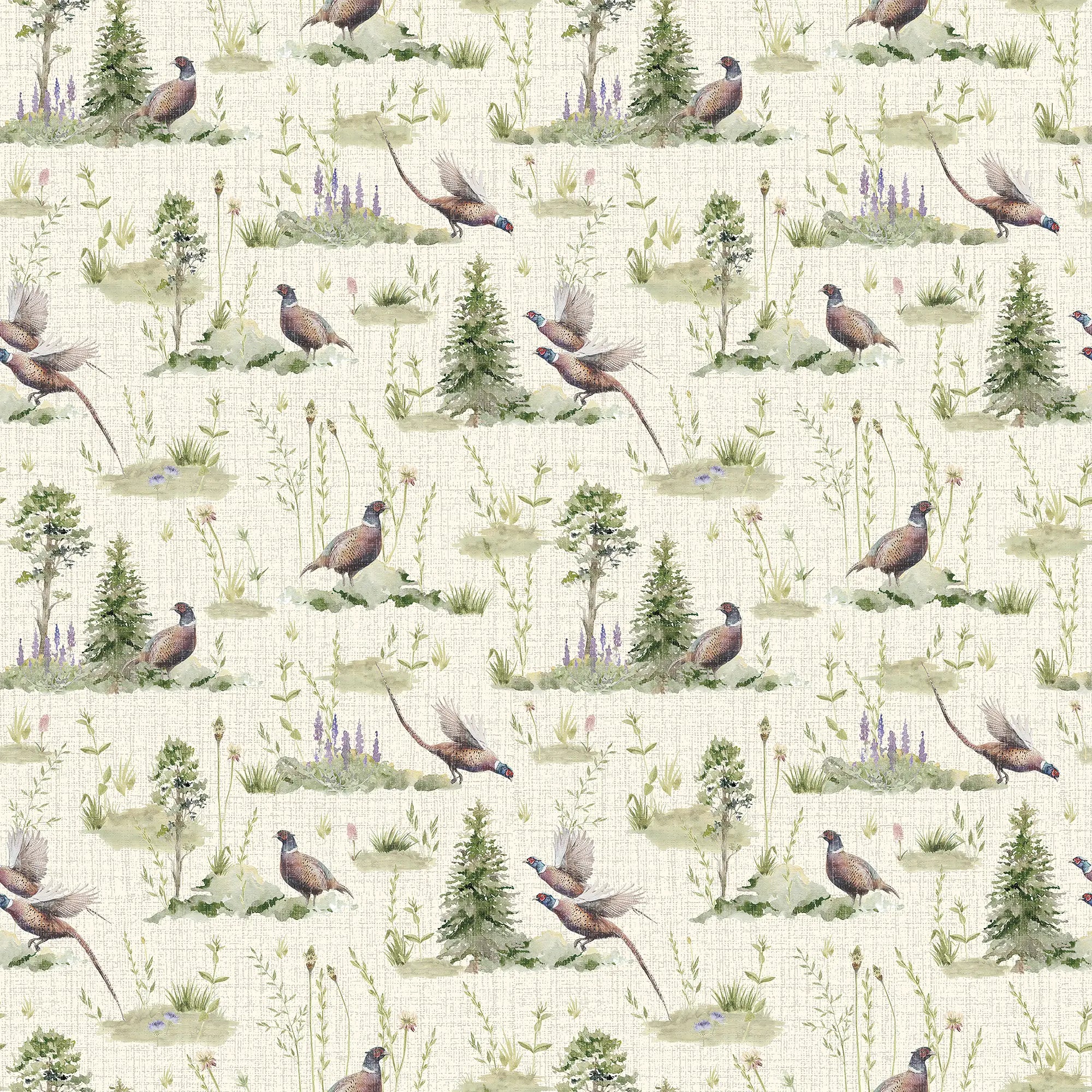 Pheasant Meadow Wallpaper in Cream