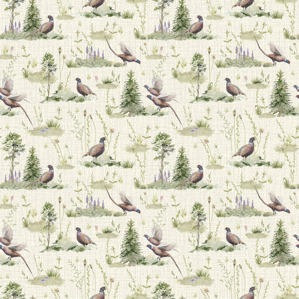 Pheasant Meadow Wallpaper in Cream