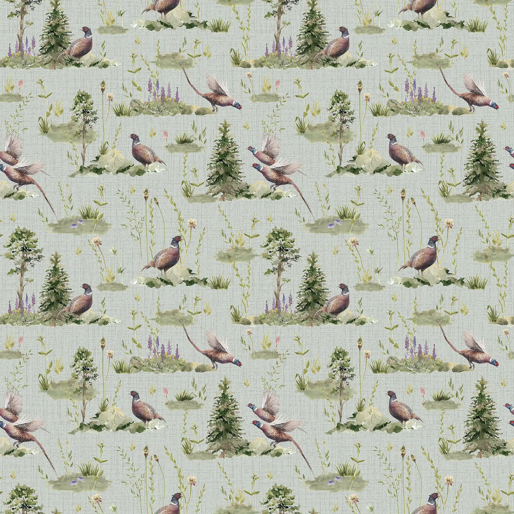 Pheasant Meadow Wallpaper in Sage