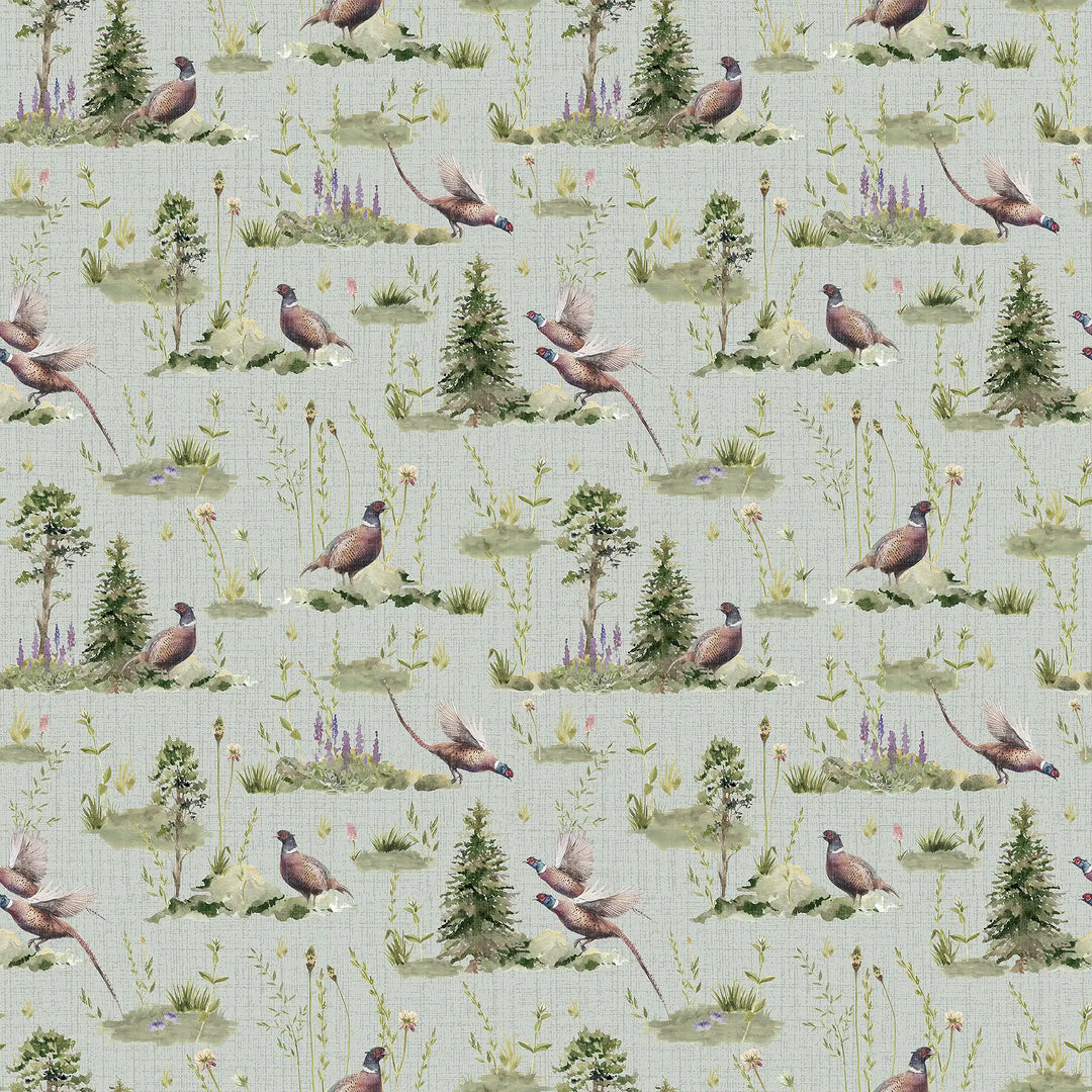 Pheasant Meadow Wallpaper in Sage