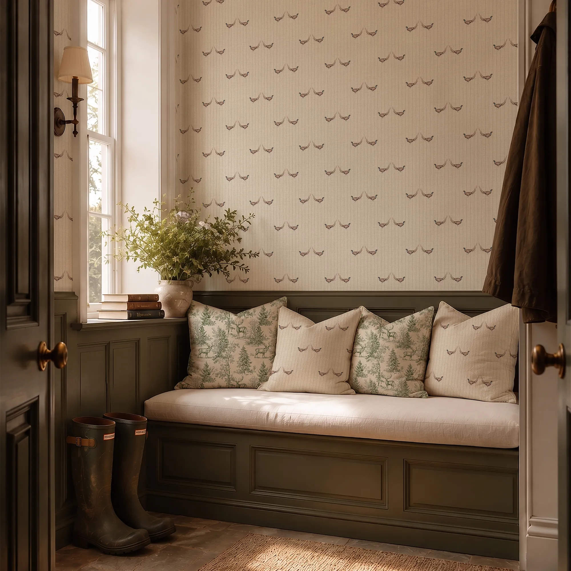 Brace Stripe Wallpaper in Cream
