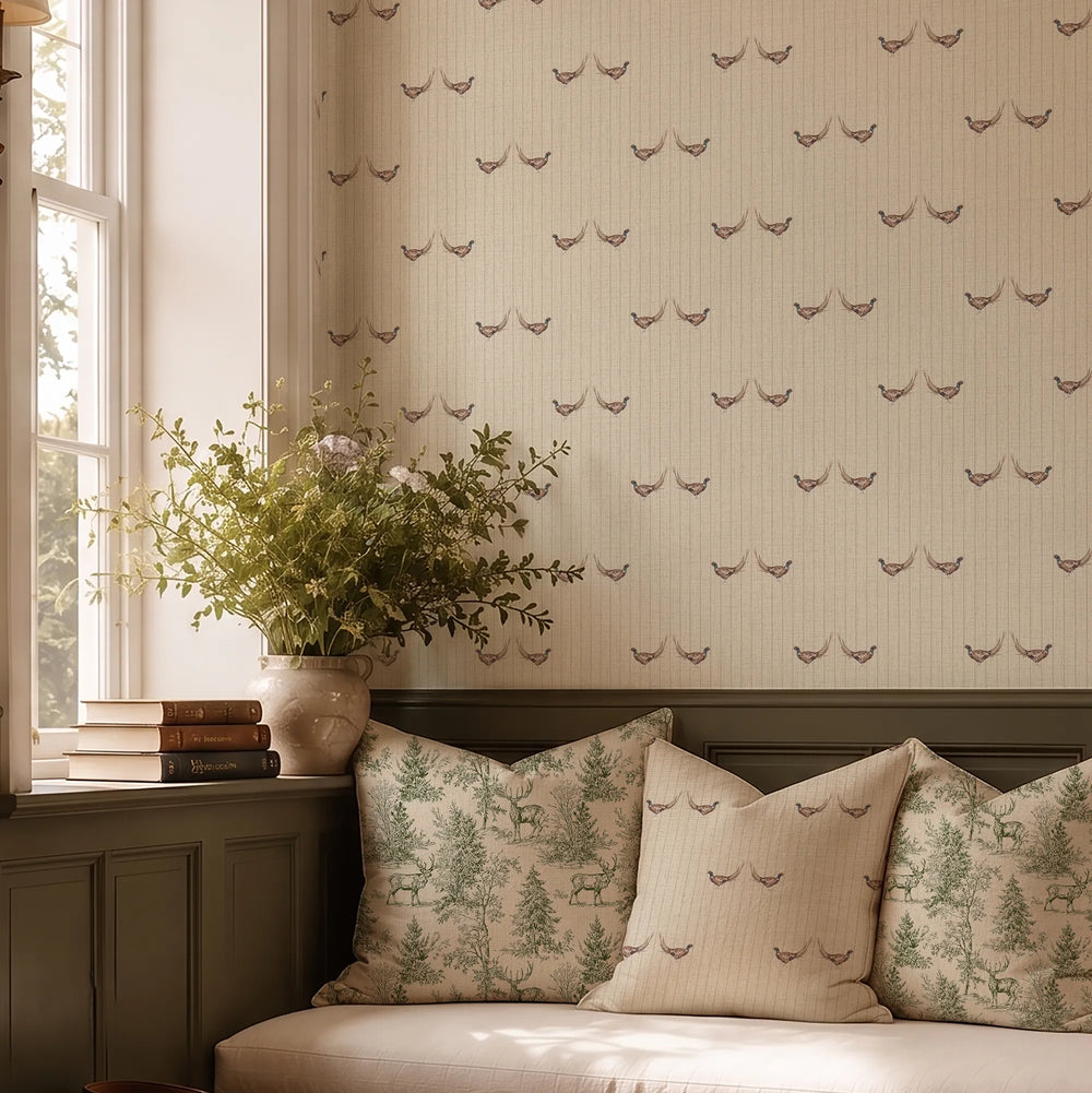 Brace Stripe Wallpaper in Cream