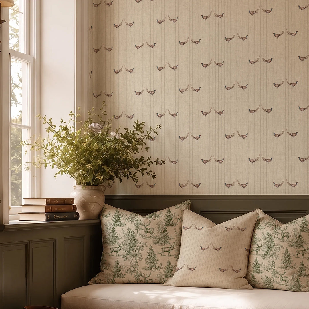 Brace Stripe Wallpaper in Cream
