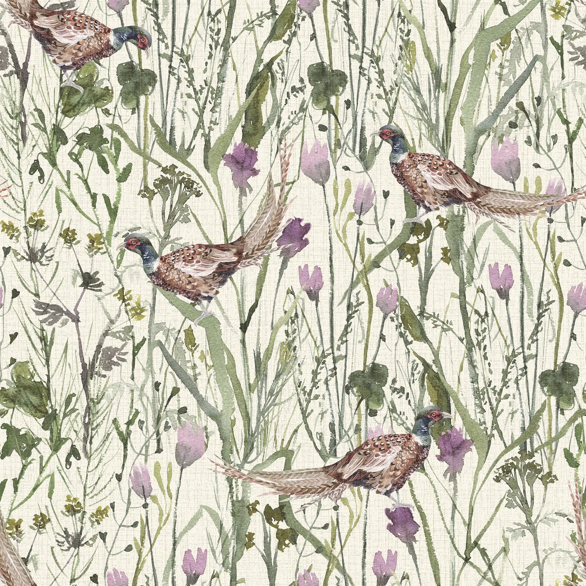 Highland Meadow Wallpaper in Cream, Sage and Lavender