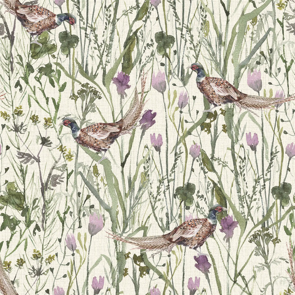 Highland Meadow Wallpaper in Cream, Sage and Lavender