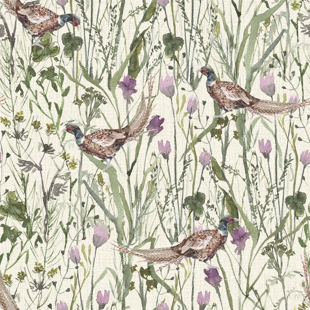 Highland Meadow Wallpaper in Cream, Sage and Lavender