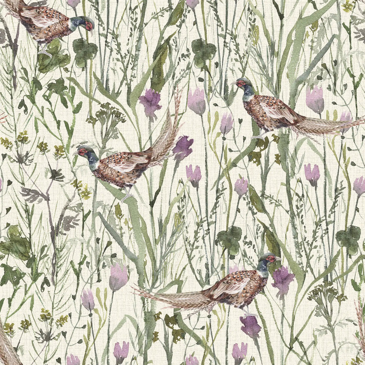 Highland Meadow Wallpaper in Cream, Sage and Lavender