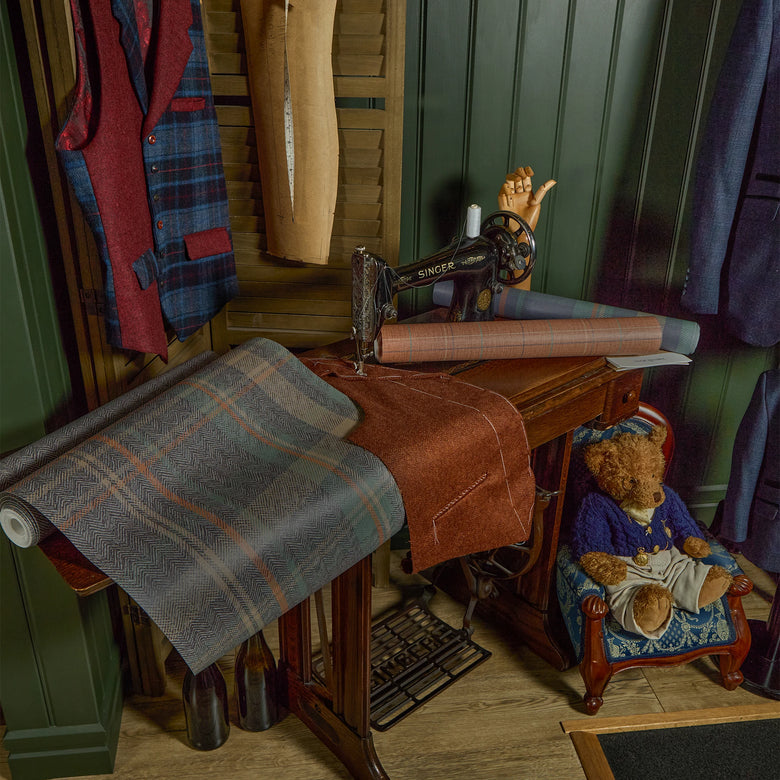 Royal Plaid Wallpaper in Navy, Teal and Rust