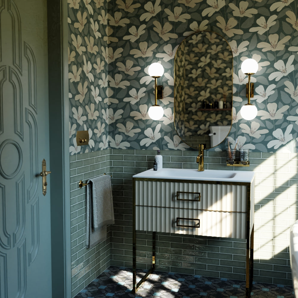 La Fleur Wallpaper in Earthy Hues on Juniper