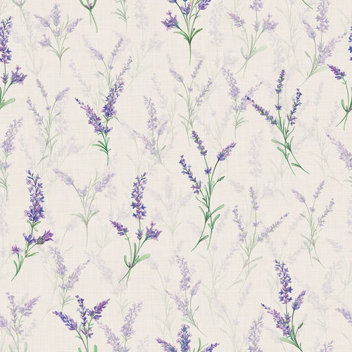 Lavender Meadow Wallpaper in Vintage Cream