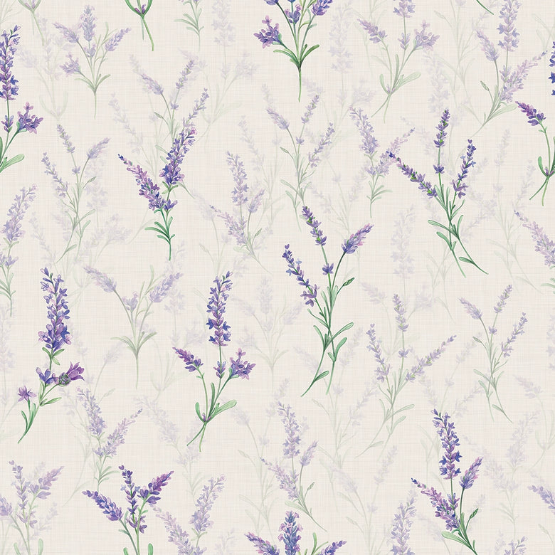 Sample of Lavender Meadow Wallpaper in Vintage Cream