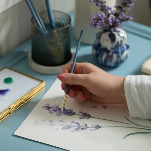Lavender Meadow Wallpaper in Vintage Cream