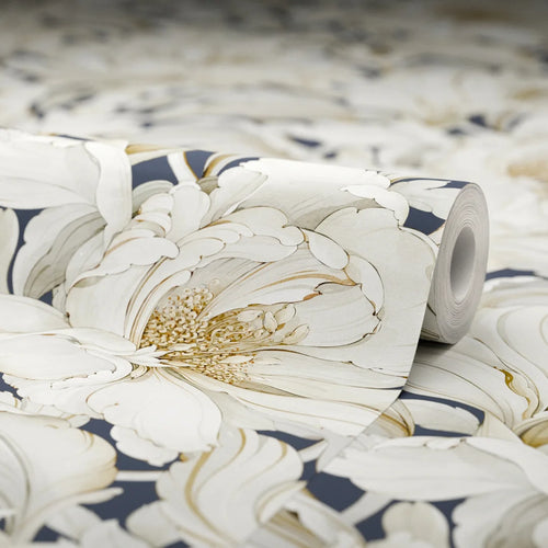 Lily of the Manor Wallpaper in Classic Navy