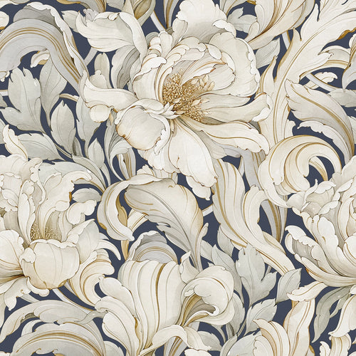 Sample of Lily of the Manor Wallpaper in Classic Navy
