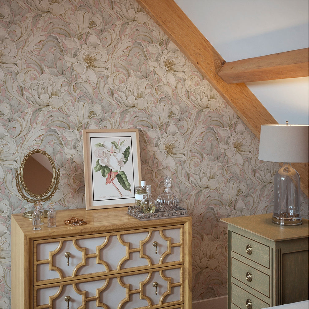Lily of the Manor Wallpaper in Dusty Pink