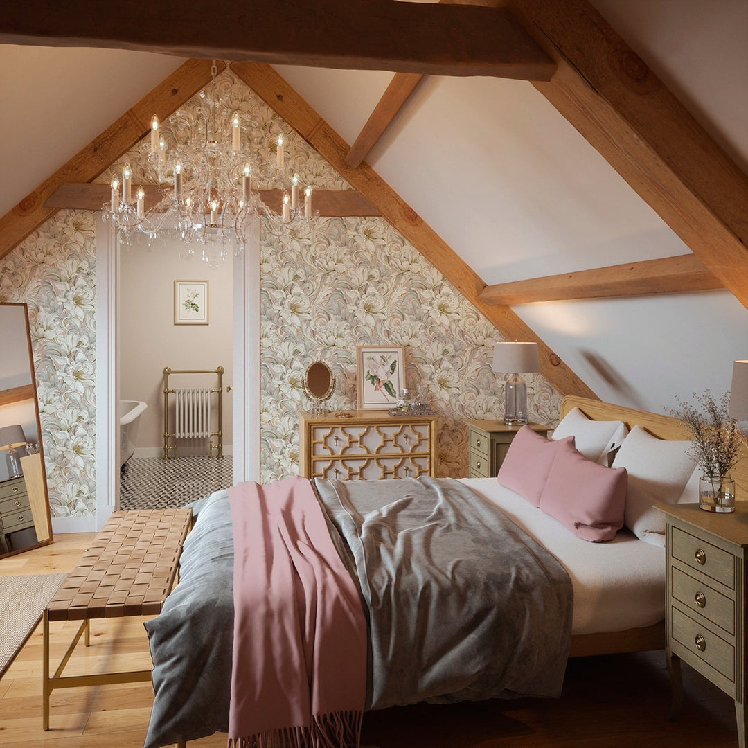 Lily of the Manor Wallpaper in Dusty Pink
