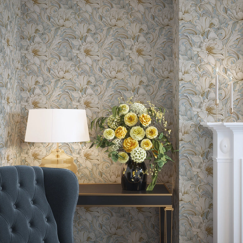 Lily of the Manor Wallpaper in Mineral Mist