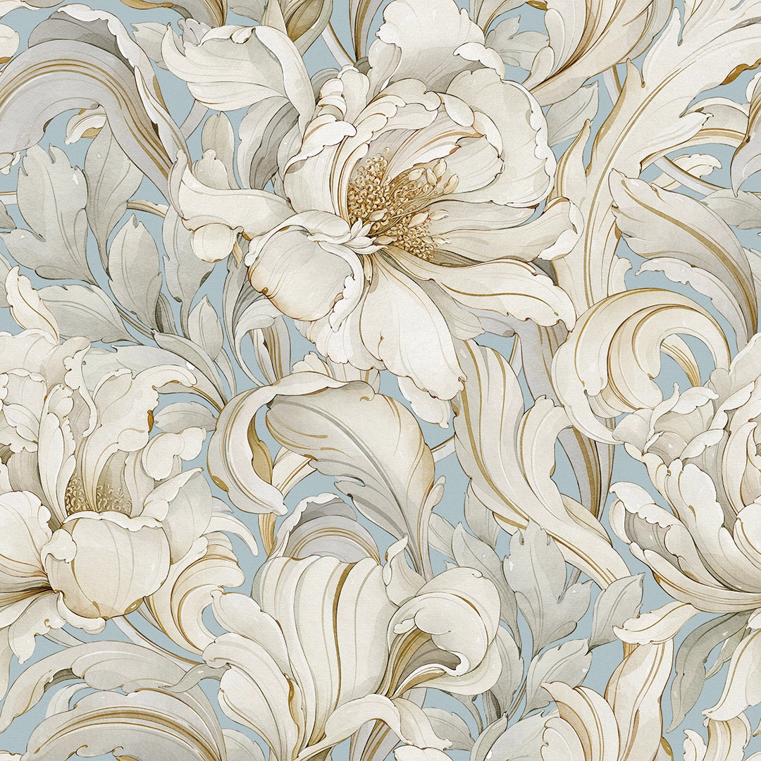 Sample of Lily of the Manor Wallpaper in Mineral Mist