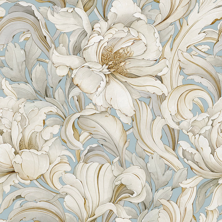 Sample of Lily of the Manor Wallpaper in Mineral Mist