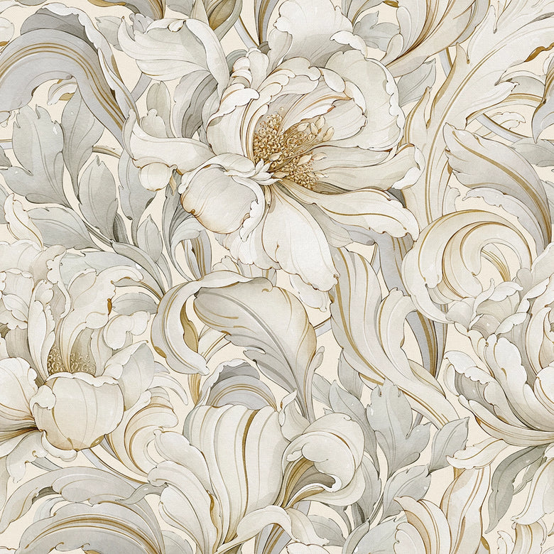 Sample of Lily of the Manor Wallpaper in Vintage Cream