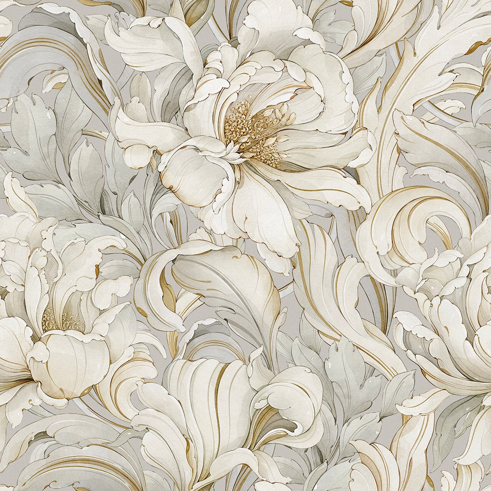 Sample of Lily of the Manor Wallpaper in Vintage Grey