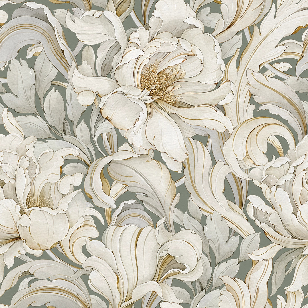 Sample of Lily of the Manor Wallpaper in Wild Nettle Green