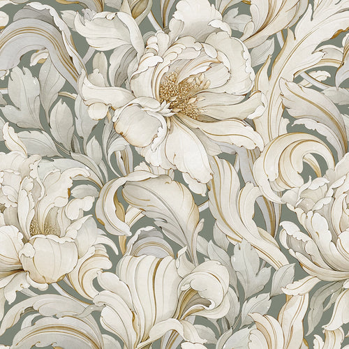 Sample of Lily of the Manor Wallpaper in Wild Nettle Green