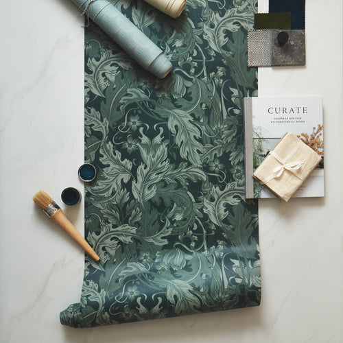 Jardin Wallpaper in Juniper and Rustic Green