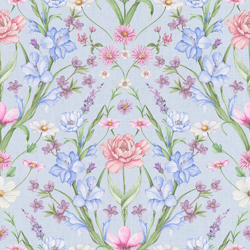 Maisie Wallpaper in Cerulean Blues and Pinks