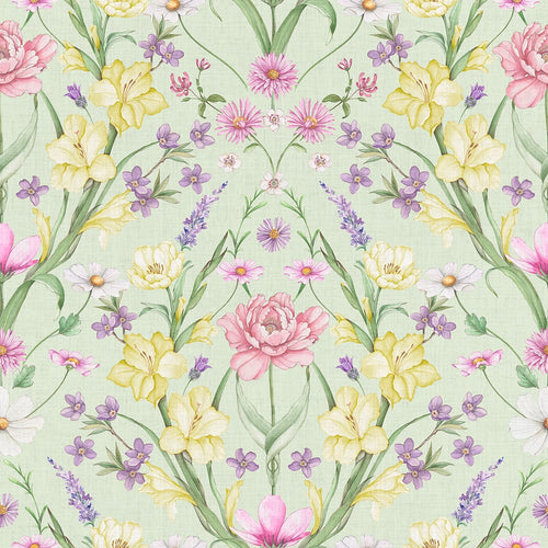 Maisie Wallpaper in Spring Hues on Sage