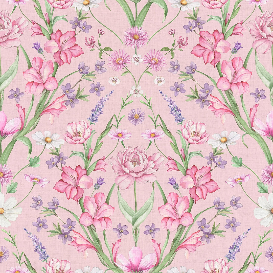 Maisie Wallpaper in Summer Pinks and Lilac
