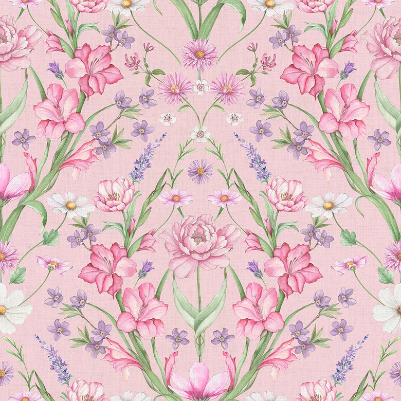 Maisie Wallpaper in Summer Pinks and Lilac