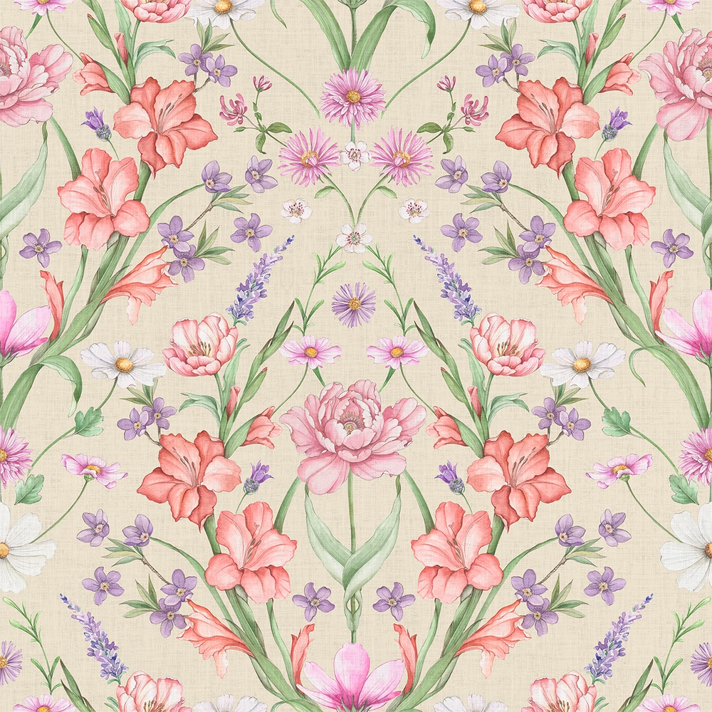 Maisie Wallpaper in Summer Pinks and Oranges