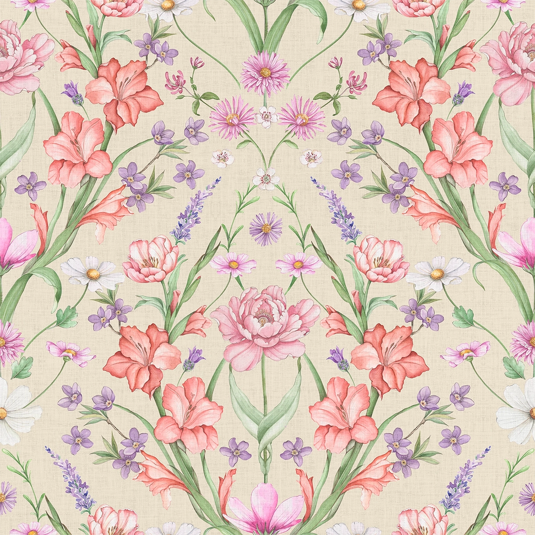 Maisie Wallpaper in Summer Pinks and Oranges