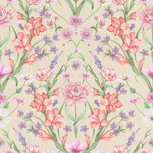 Maisie Wallpaper in Summer Pinks and Oranges