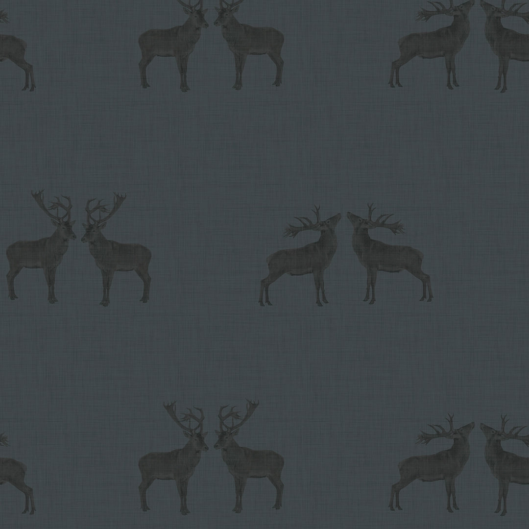 Sample of Majestic Stag Wallpaper in Oxford Blue