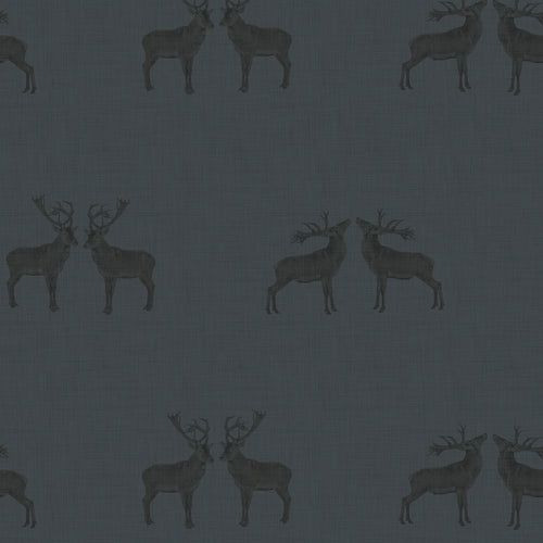 Sample of Majestic Stag Wallpaper in Oxford Blue