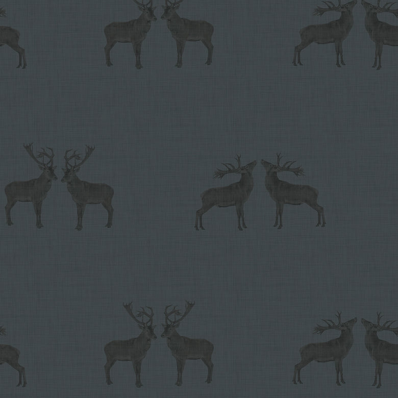 Sample of Majestic Stag Wallpaper in Oxford Blue