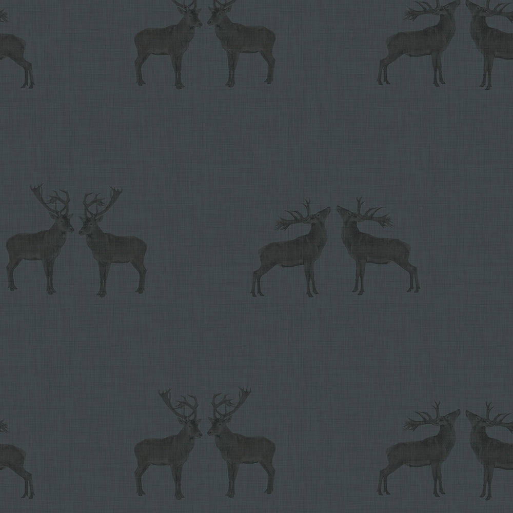 Majestic Stag Wallpaper in Oxford Blue