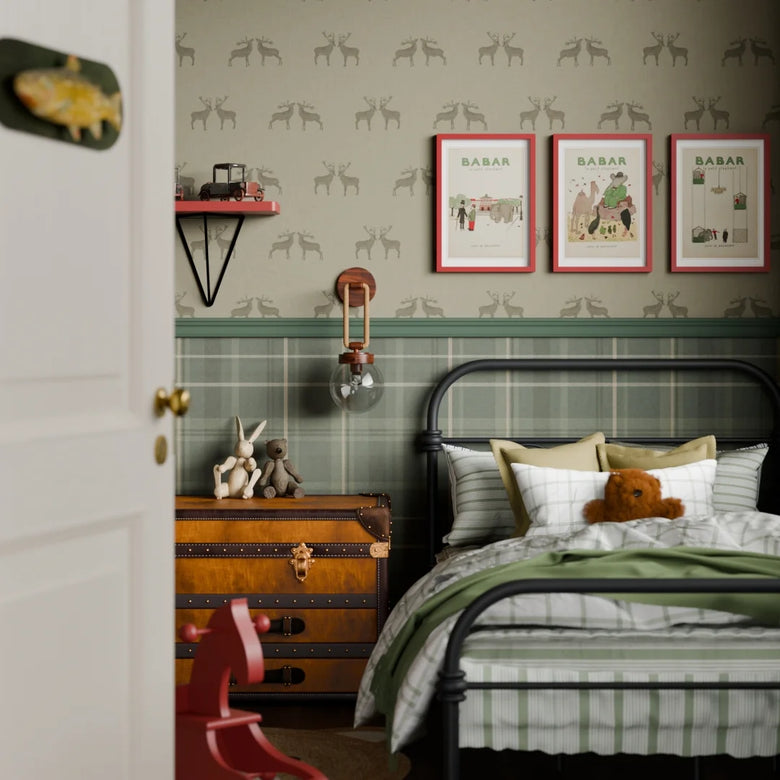 Majestic Stag Wallpaper in Warm Grey