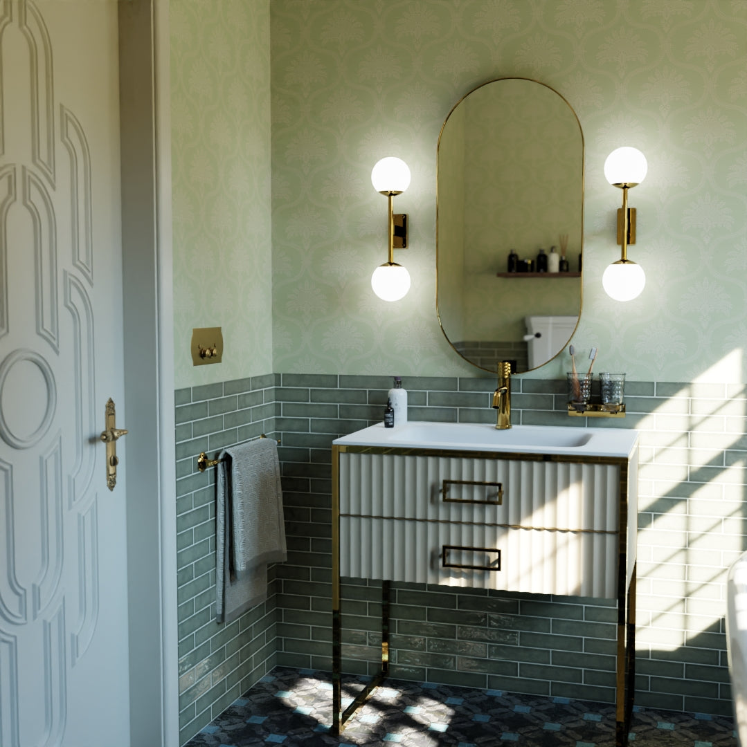 Massena Palace Wallpaper in Olive and Vintage Cream