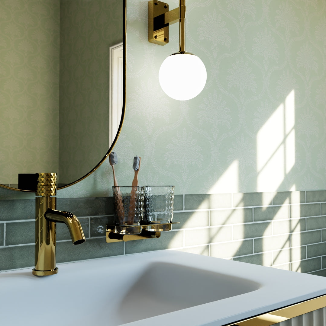 Massena Palace Wallpaper in Olive and Vintage Cream