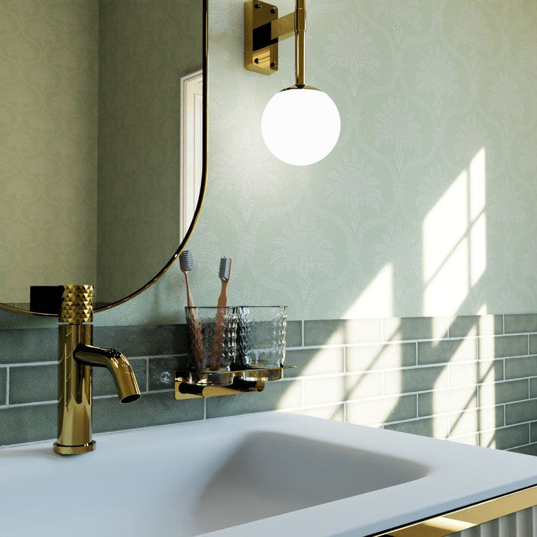 Massena Palace Wallpaper in Olive and Vintage Cream