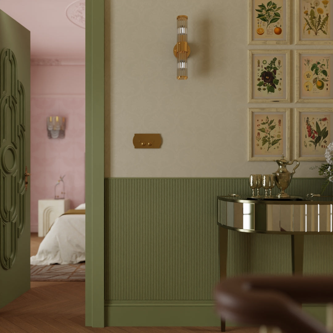 Massena Palace Wallpaper in Stone and Cream