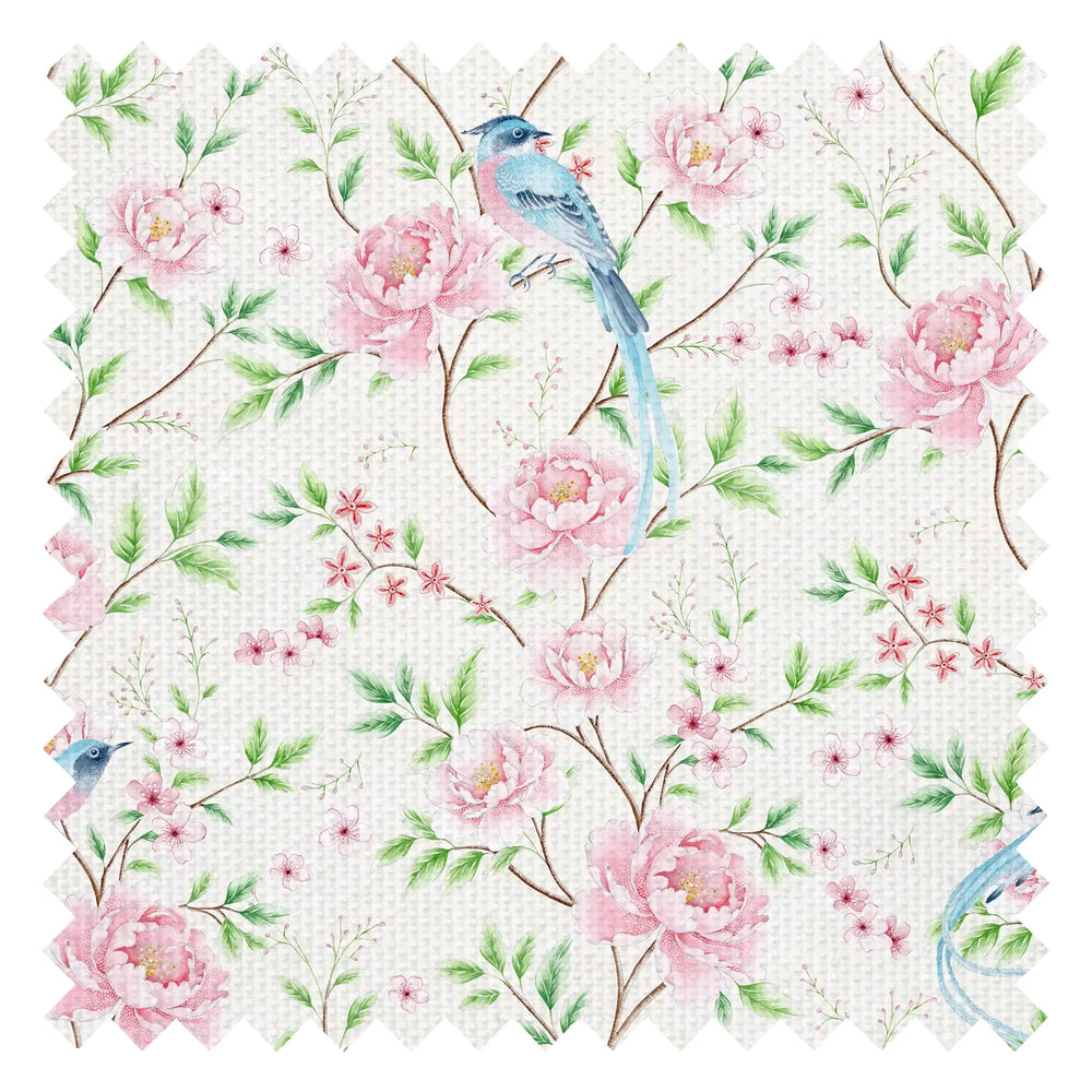 Meilin Fabric in Blossom Pink on Cream