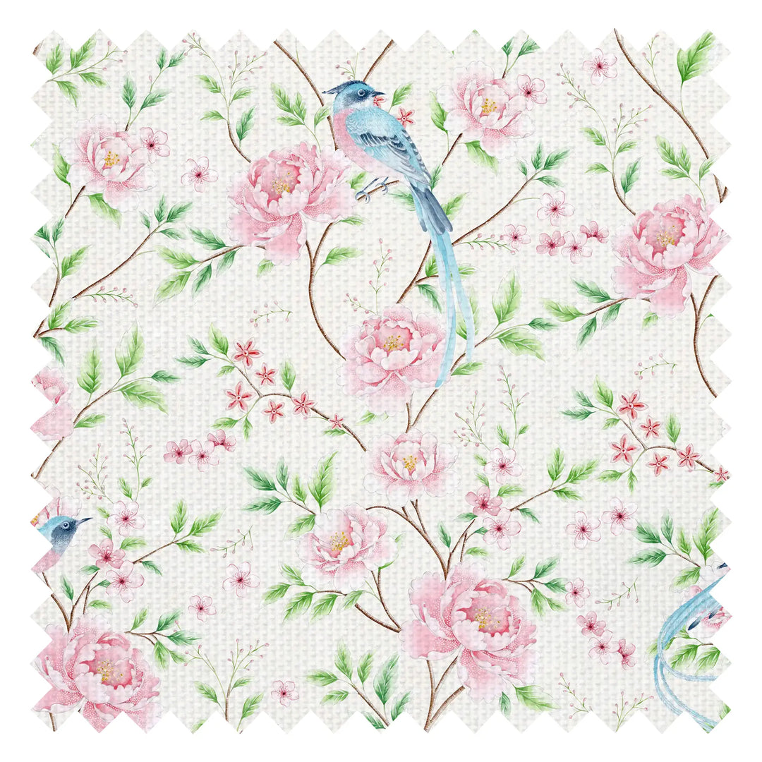 Meilin Fabric in Blossom Pink on Cream