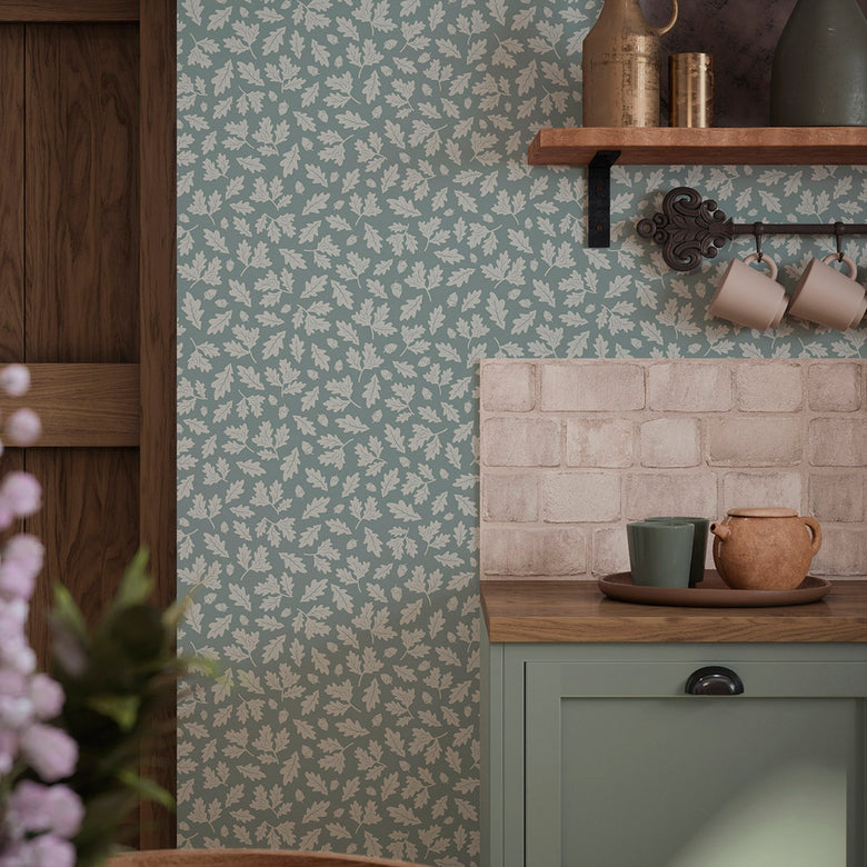 Mighty Oak Wallpaper in Steel Blue